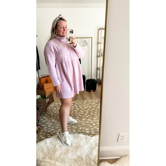 FREE PEOPLE Jaci Long Sleeve Mock Neck Sweater Dress in Lavender Size X-Small - Picture 14 of 14